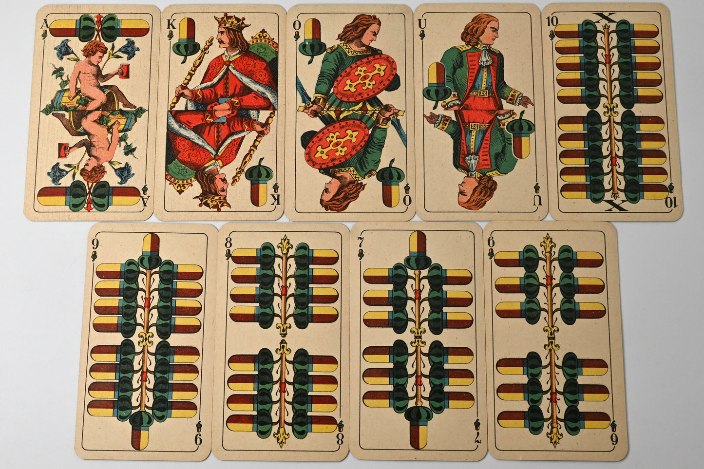 Tarock-Spielkarte Nr. 11 – Altenburger Spielkartenfabrik, bayerisches Doppelbild, Schafkopf/Tarock, Einzelstück – 1940er Jahre