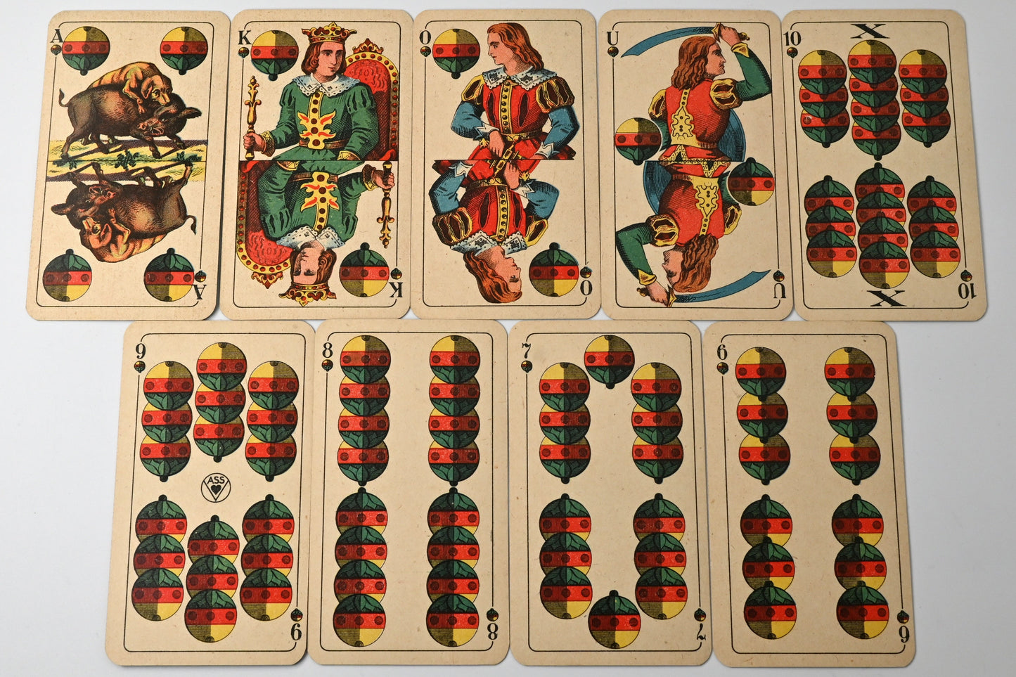 Tarock-Spielkarte Nr. 11 – Altenburger Spielkartenfabrik, bayerisches Doppelbild, Schafkopf/Tarock, Einzelstück – 1940er Jahre