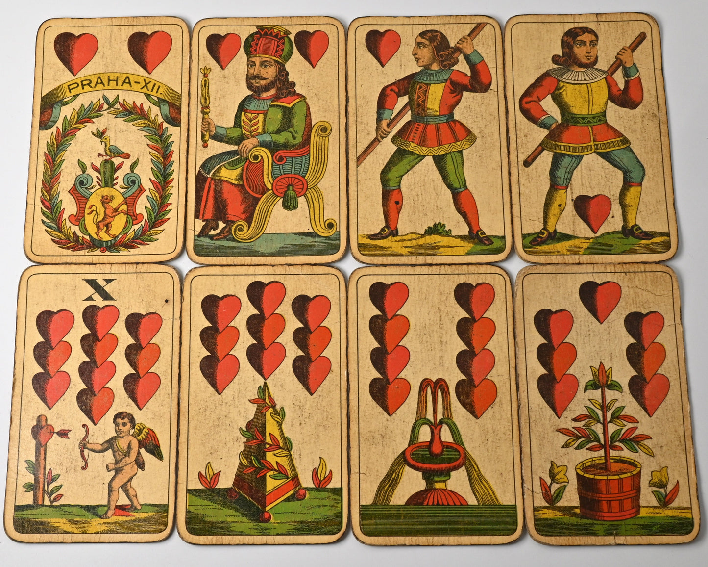 Vintage Skat Playing Cards – Ferd. Piatnik & Söhne, Bohemian / Prague Pattern, German-Suited Deck, One-of-a-Kind – ca. 1920s