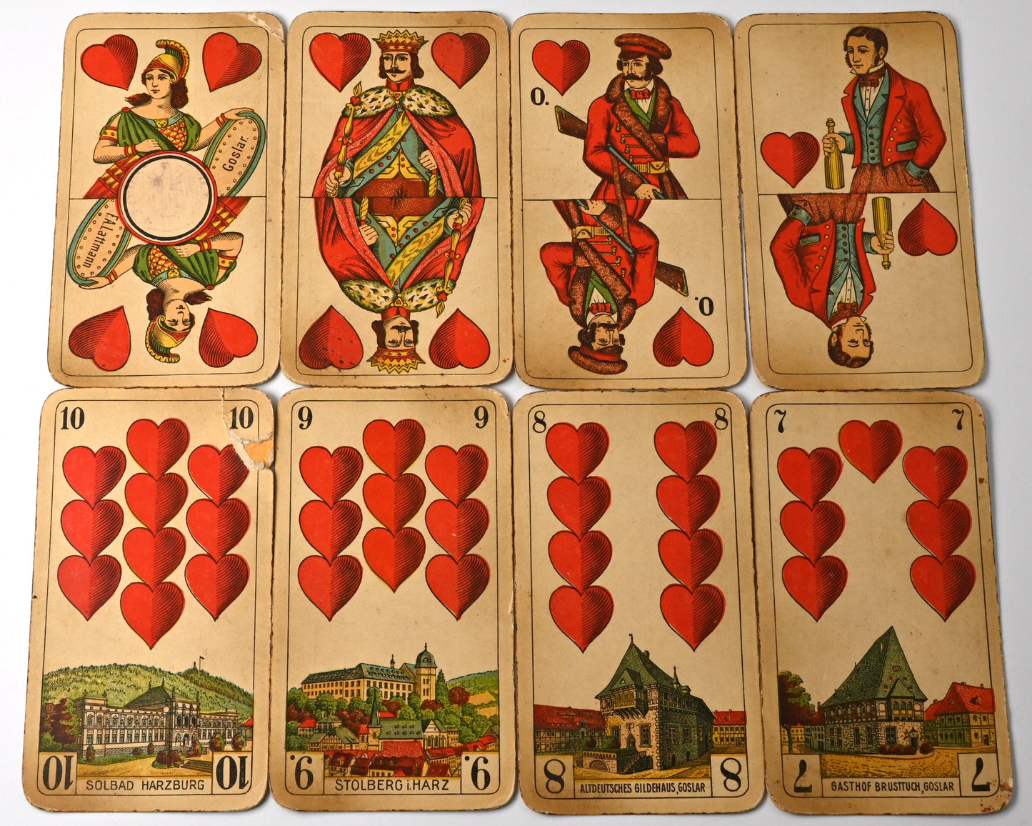 Skat Playing Cards – F.A. Lattmann Goslar, Prussian Double Image with Harz Views, German Deck, One-of-a-Kind – 1920s