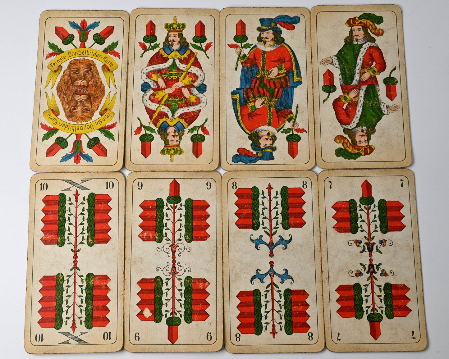 Skatspiel, Altenburger Spielkarten, feinste Doppelbilder Karte, deutsches Blatt, Vitamol Reklame, Einzelstück, 1930er Jahre