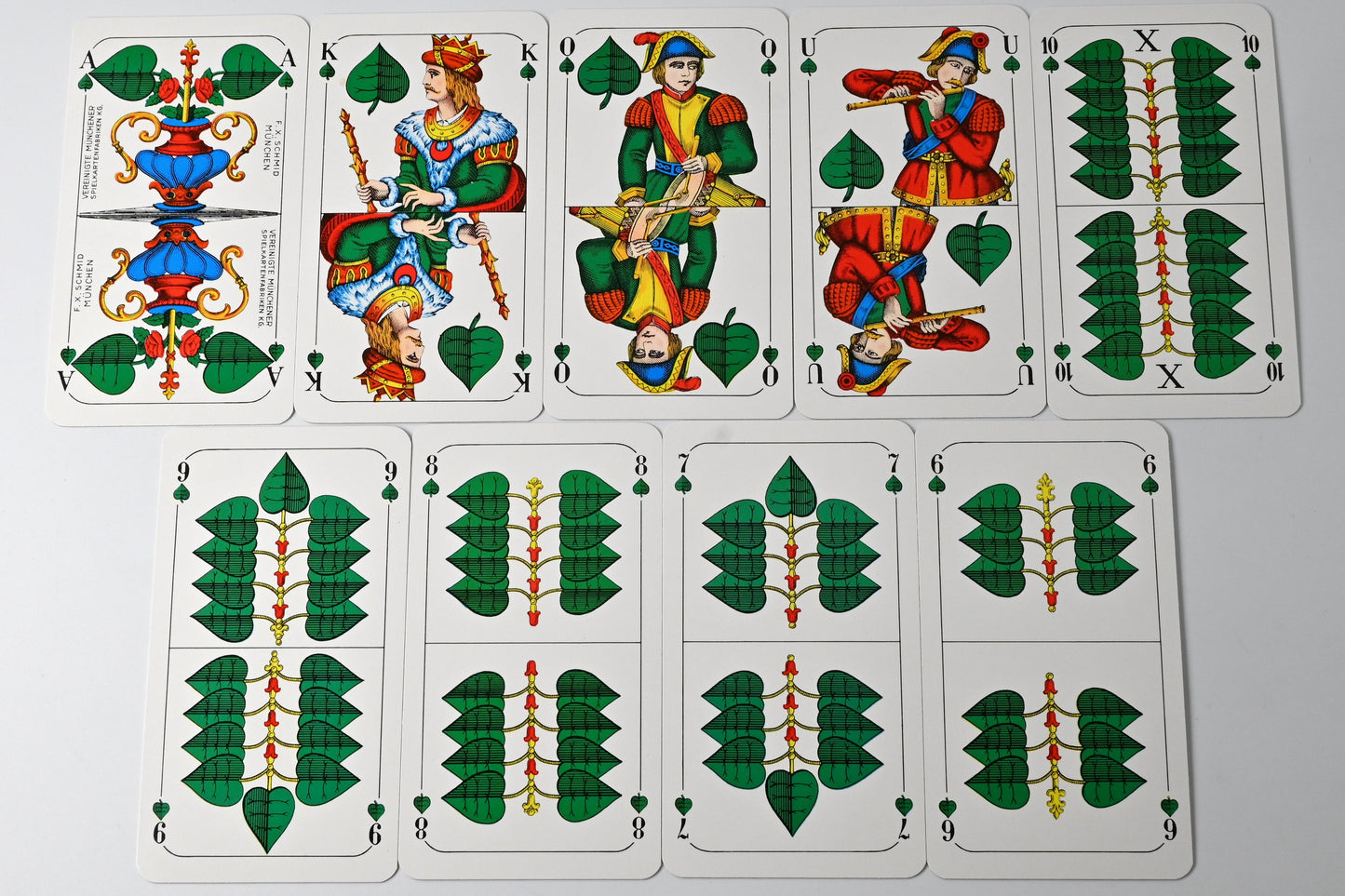 Tarock- und Schafkopfspiel – F.X. Schmid Spielkarten, bayerisches Doppelbild, Reklame BayWa, Einzelstück – 1970er Jahre