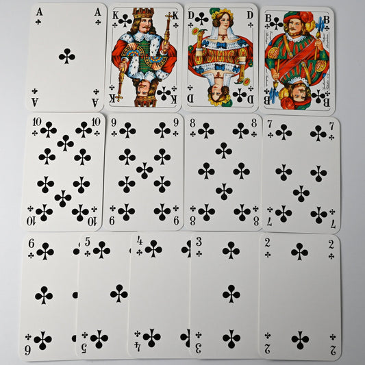 Rommé Spielkarten, 2 Kartendecks in Holzbox, Altenburger Spielkarten, geeignet für Bridge Canasta Poker, 1950er Jahre
