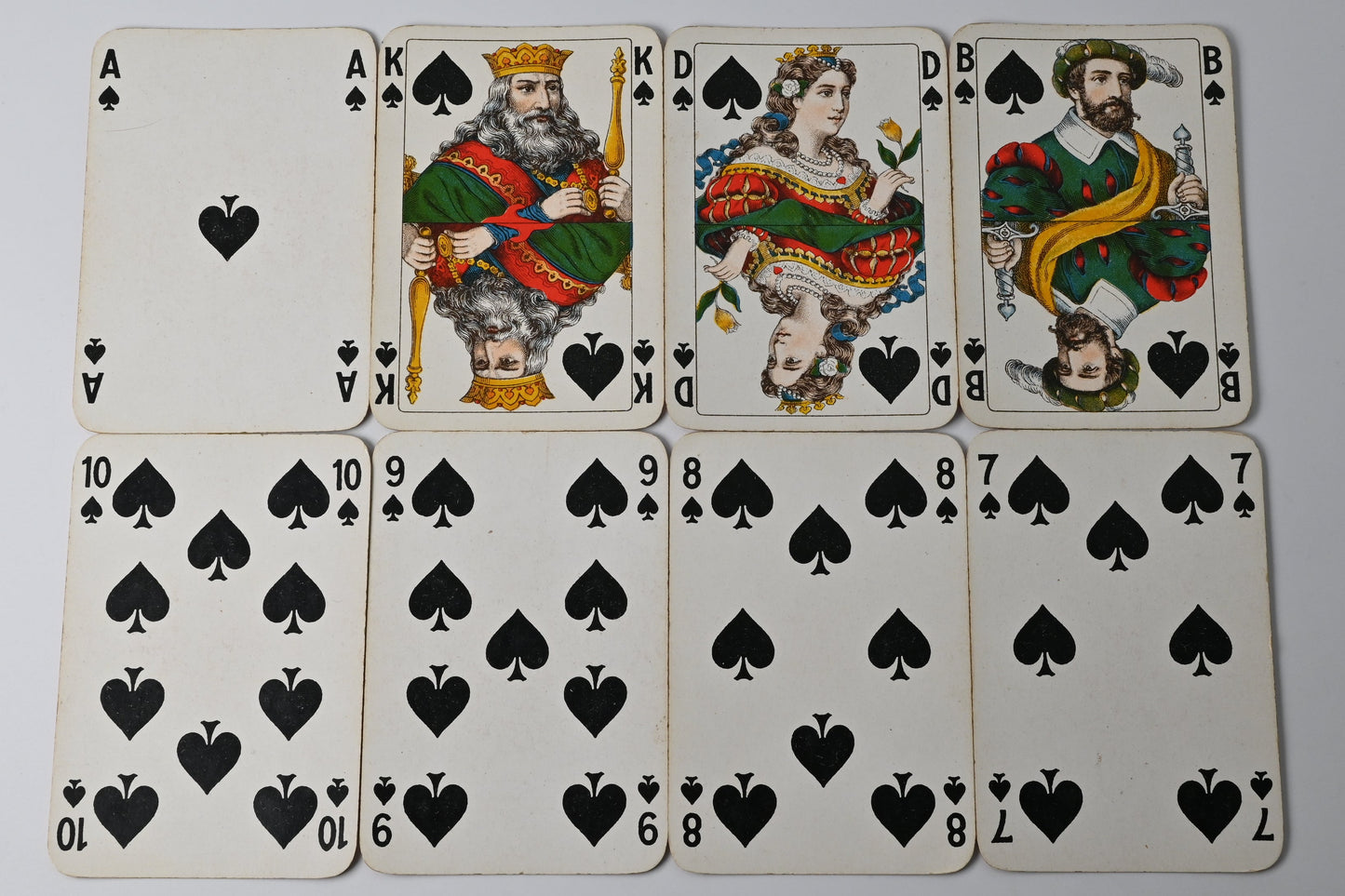 Skatspiel, B Dondorf Frankfurt, Skat Karten Nr 116, französisches Bild mit Goldecken, Einzelstück, 1930er Jahre