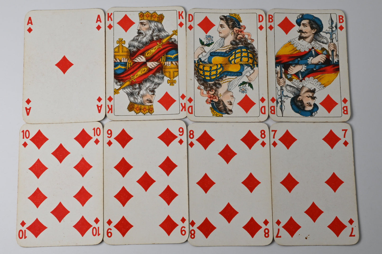 Skatspiel, B Dondorf Frankfurt, Skat Karten Nr 116, französisches Bild mit Goldecken, Einzelstück, 1930er Jahre