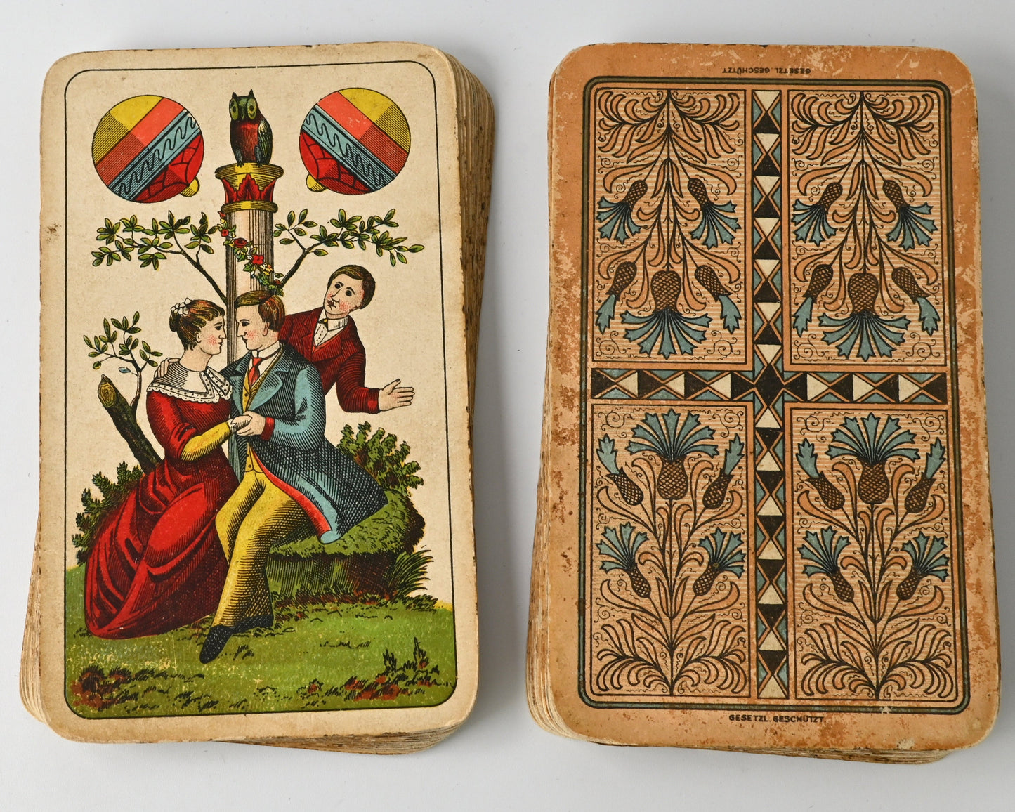 Antique Skat Playing Cards – VSS Altenburg “Superfine Schwerdter Deck”, Saxon Pattern, Salem Gold Advertising – c.1900