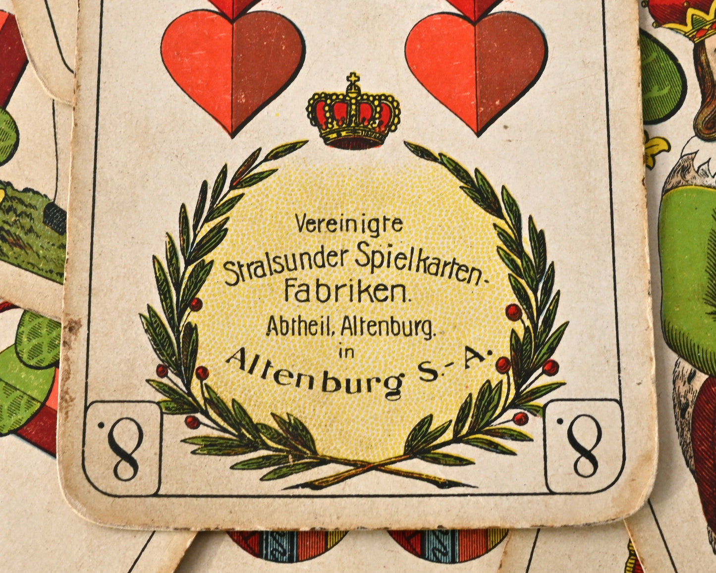 Antique Skat Playing Cards – VSS Altenburg “Superfine Schwerdter Deck”, Saxon Pattern, Salem Gold Advertising – c.1900