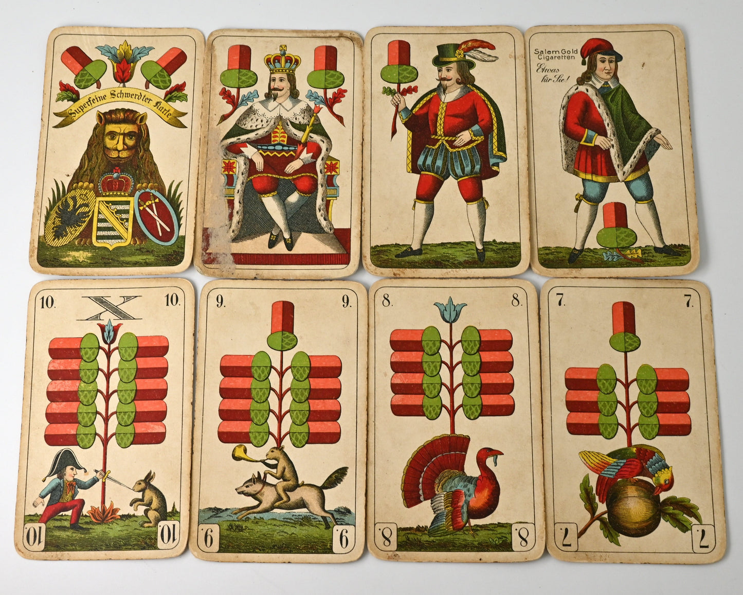Antique Skat Playing Cards – VSS Altenburg “Superfine Schwerdter Deck”, Saxon Pattern, Salem Gold Advertising – c.1900
