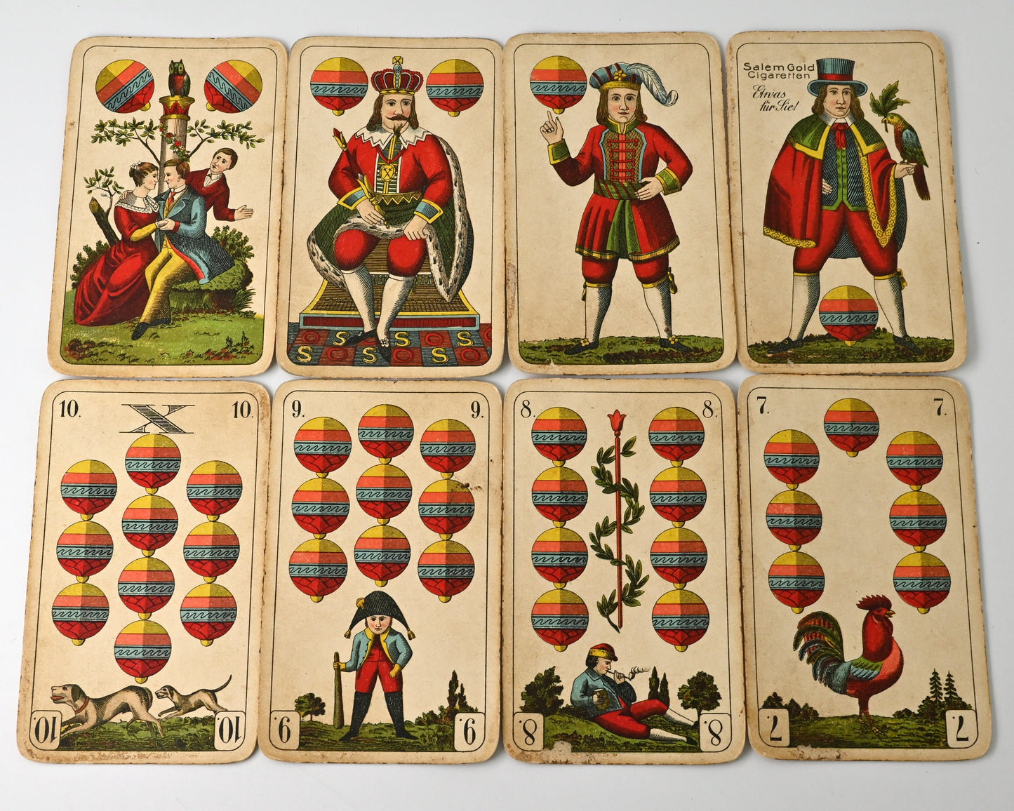 Antique Skat Playing Cards – VSS Altenburg “Superfine Schwerdter Deck”, Saxon Pattern, Salem Gold Advertising – c.1900