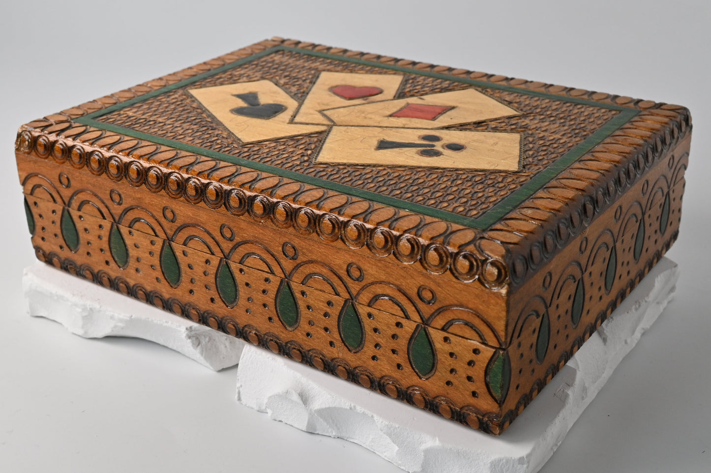 Playing Cards in Wooden Box, 2 Decks, Altenburger Playing Cards, Rococo Design, Rummy, Bridge, Poker, Canasta, 1970s