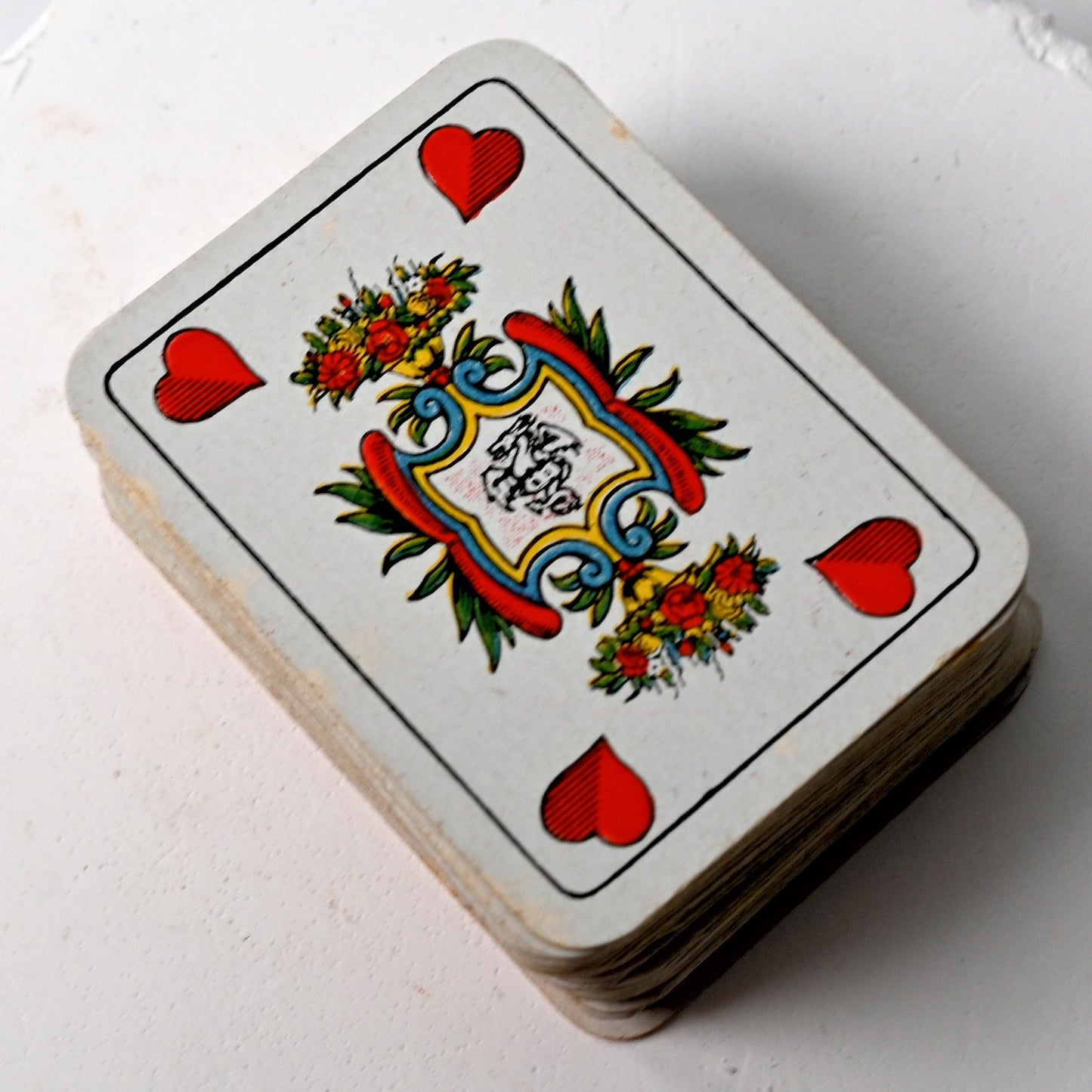 Tarock - Miniatur, Schafkopf, in Streichholzschachtel, B Dondorf Design in ASS Zeit, feine Doppelbilder Karte, Einzelstück, 1930er Jahre