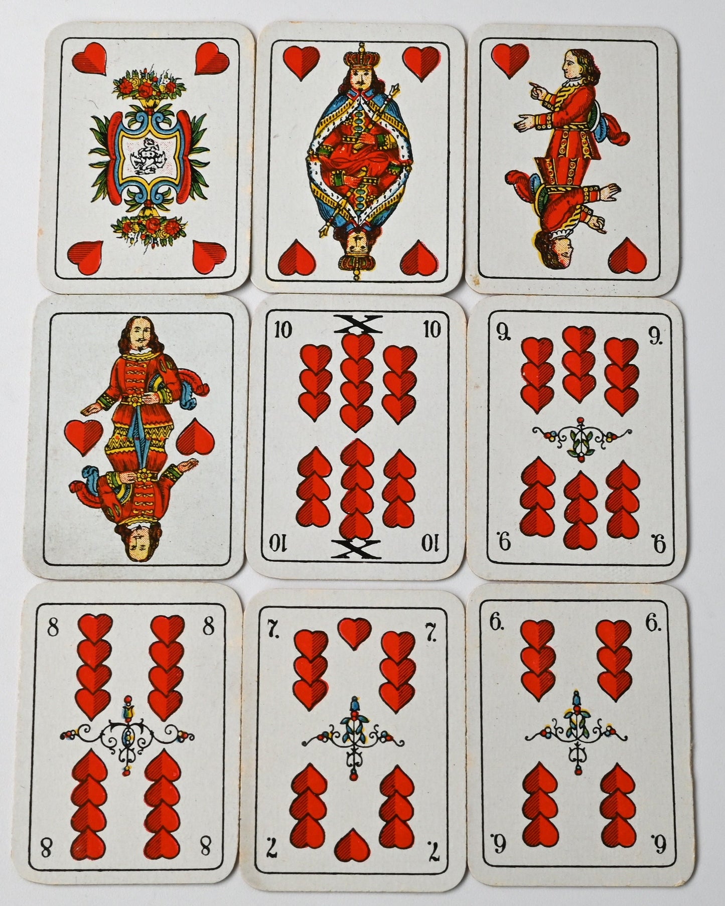 Tarock - Miniatur, Schafkopf, in Streichholzschachtel, B Dondorf Design in ASS Zeit, feine Doppelbilder Karte, Einzelstück, 1930er Jahre