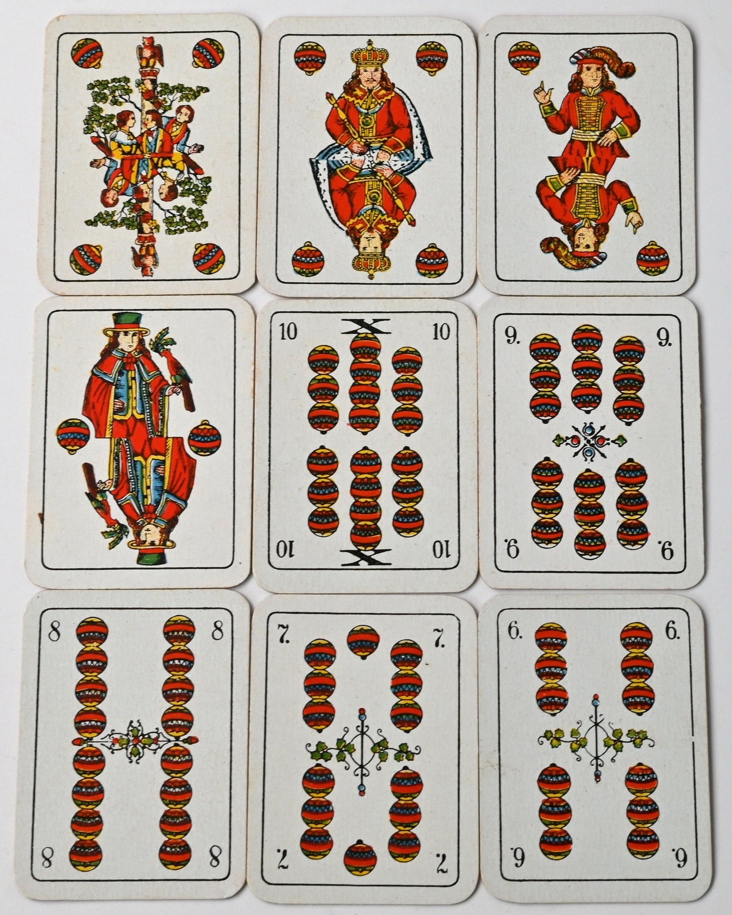 Tarock - Miniatur, Schafkopf, in Streichholzschachtel, B Dondorf Design in ASS Zeit, feine Doppelbilder Karte, Einzelstück, 1930er Jahre
