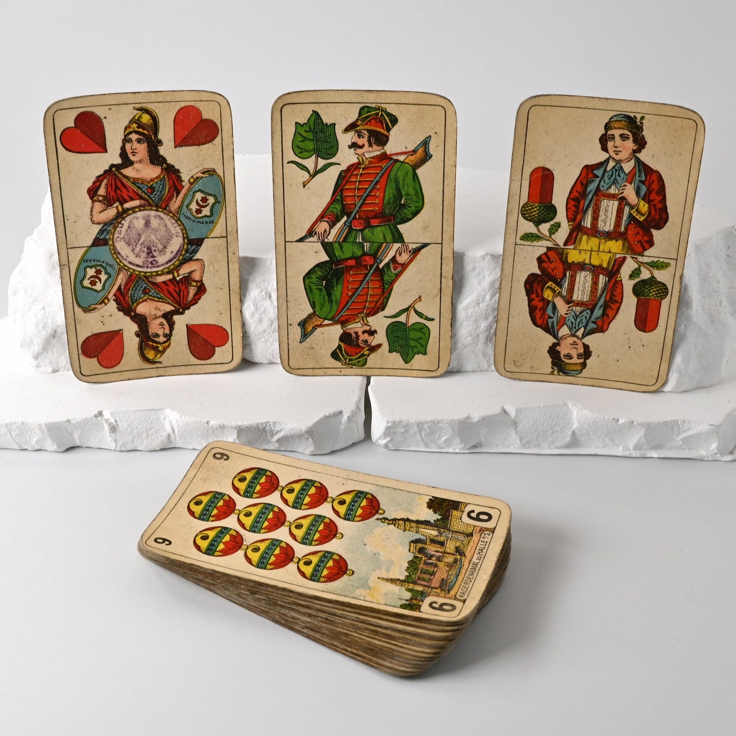 Skat Deck – Ludwig & Schmidt Halle, German-suited Preußisches Doppelbild, Imperial Germany, One-of-a-Kind – 1900s