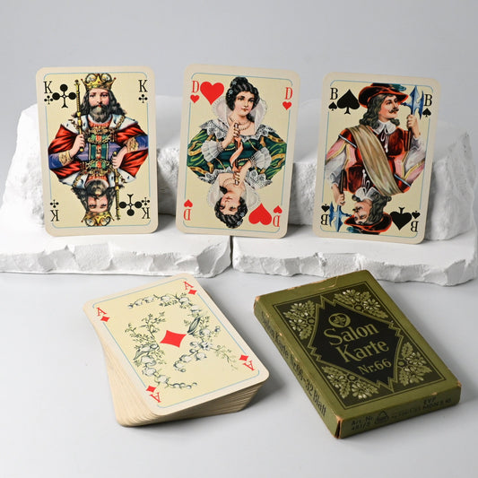 Skatspiel, VEB Altenburger Spielkarten DDR, Salon Karte Nr 66, französisches Blatt, Einzelstück, 1960er Jahre