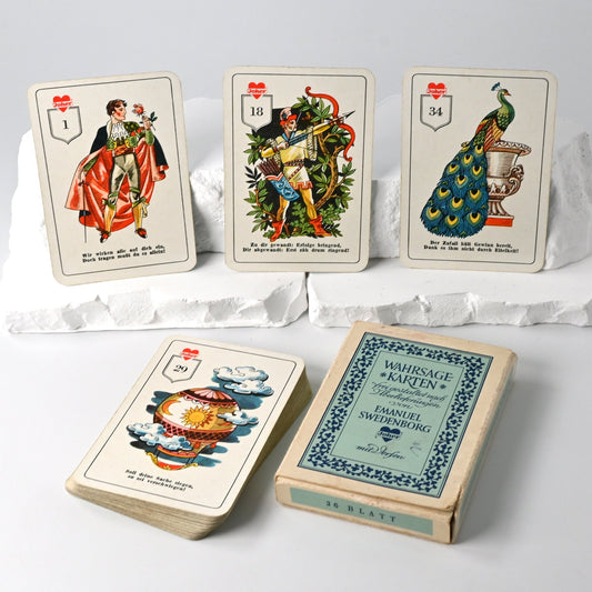 Wahrsagekarten – Emanuel Swedenborg Orakel, Bielefelder Spielkarten GmbH, Karten zur Zukunftsdeutung, spirituelles Kartendeck, Einzelstück – 1950er Jahre