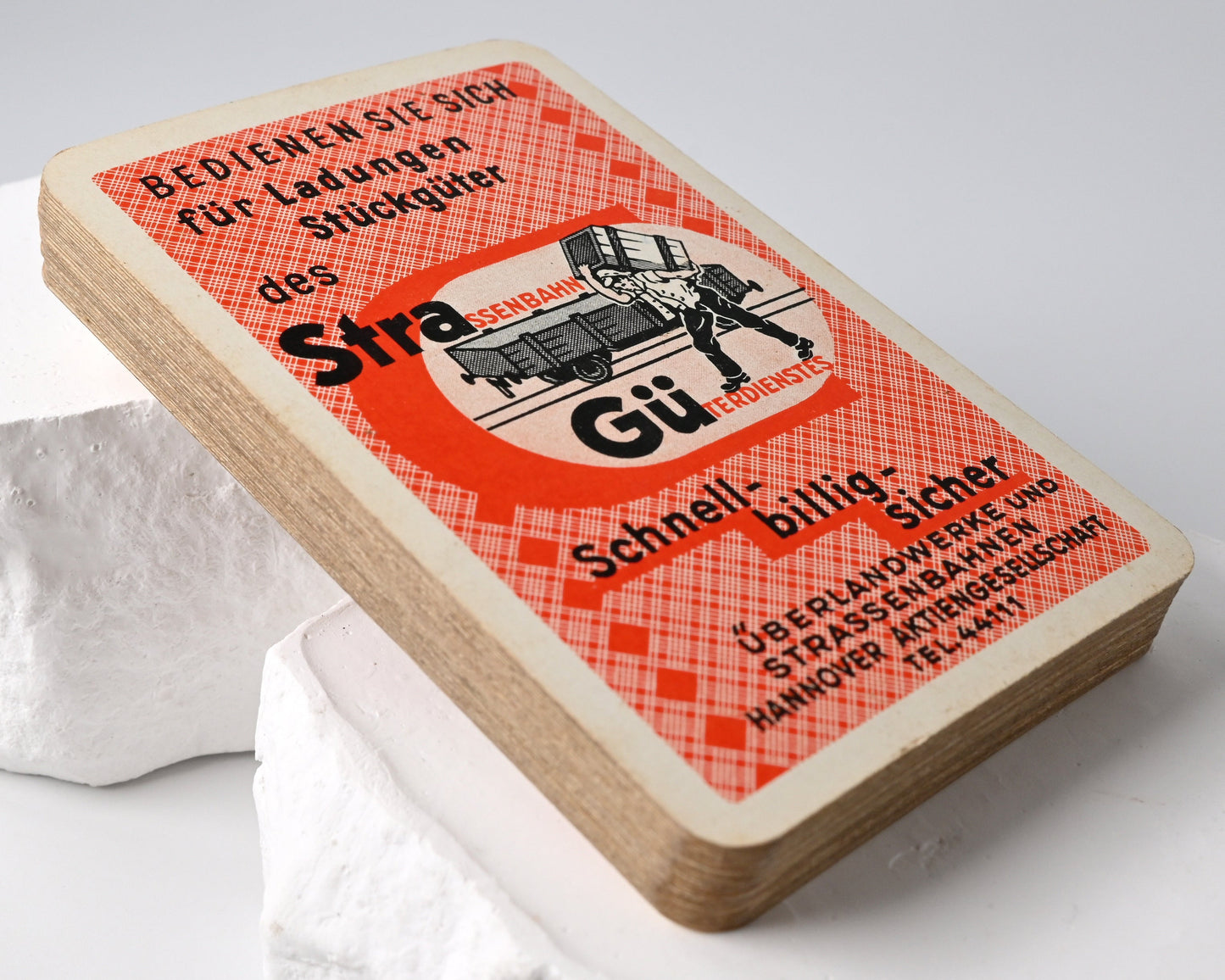 Skatspiel, Reklame - Straßenbahngüterdienst Hannover, Altenburger und Stralsunder Spielkarten, französisches Blatt, 1930er Jahre