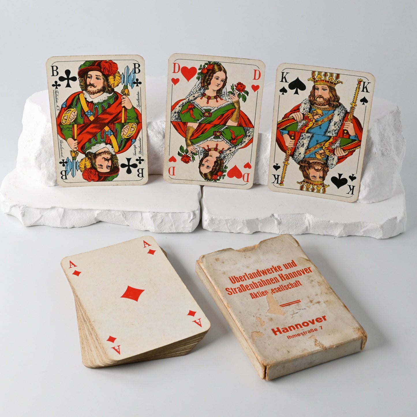 Skatspiel, Reklame - Straßenbahngüterdienst Hannover, Altenburger und Stralsunder Spielkarten, französisches Blatt, 1930er Jahre