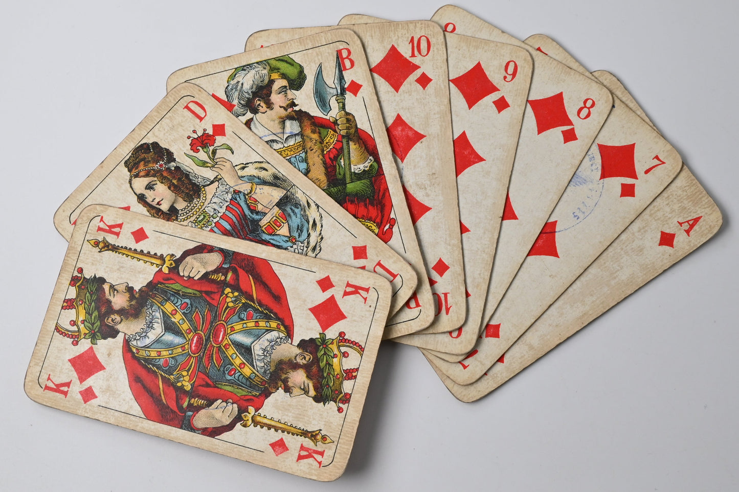 Vintage Skat Deck with Field Post Stamp – F. X. Schmid Munich, French Suit, German Reich, Collector’s Piece – 1930s