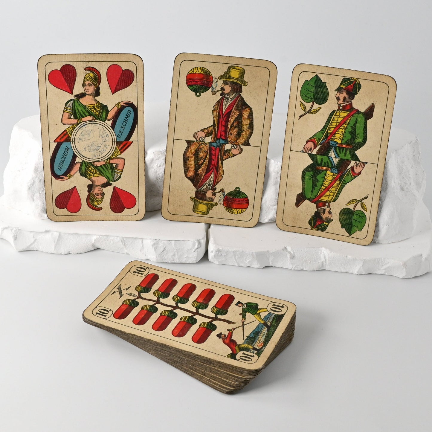 Skat Deck – F.X. Schmid Munich, German-Suited Preußisches Doppelbild, Single Piece – 1930s