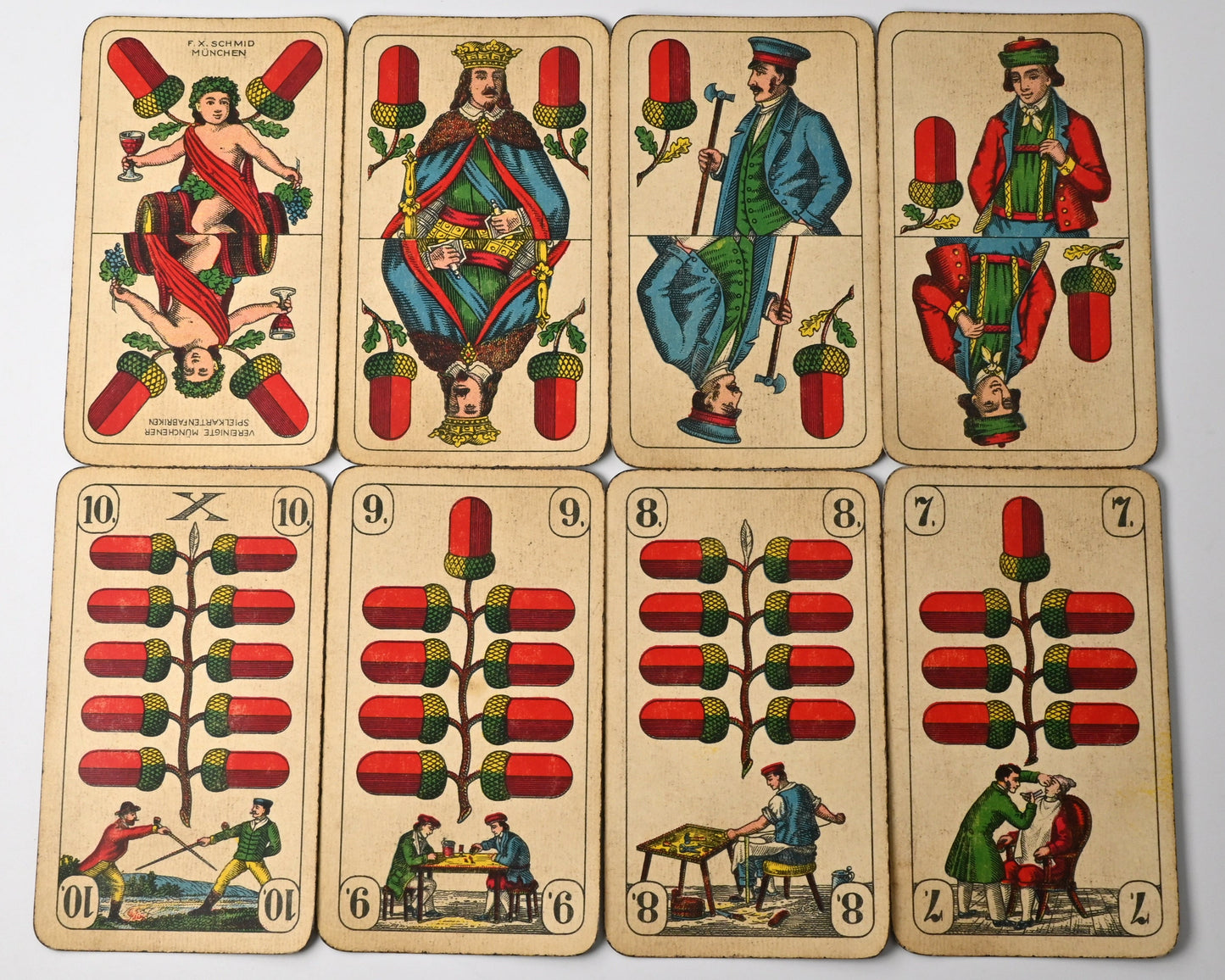 Skat Deck – F.X. Schmid Munich, German-Suited Preußisches Doppelbild, Single Piece – 1930s