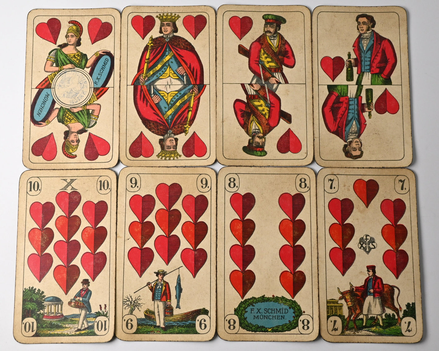 Skat Deck – F.X. Schmid Munich, German-Suited Preußisches Doppelbild, Single Piece – 1930s
