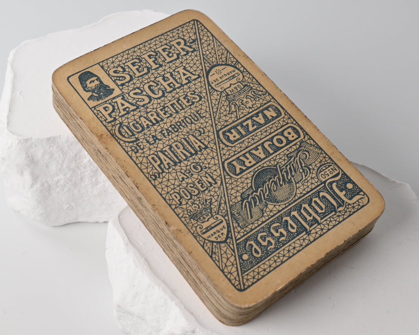 Skatspiel – Stralsunder Spielkarten-Fabriken, französisches Blatt, Reklame „Sefer Pascha Cigarettes“, Einzelstück – 1880er Jahre