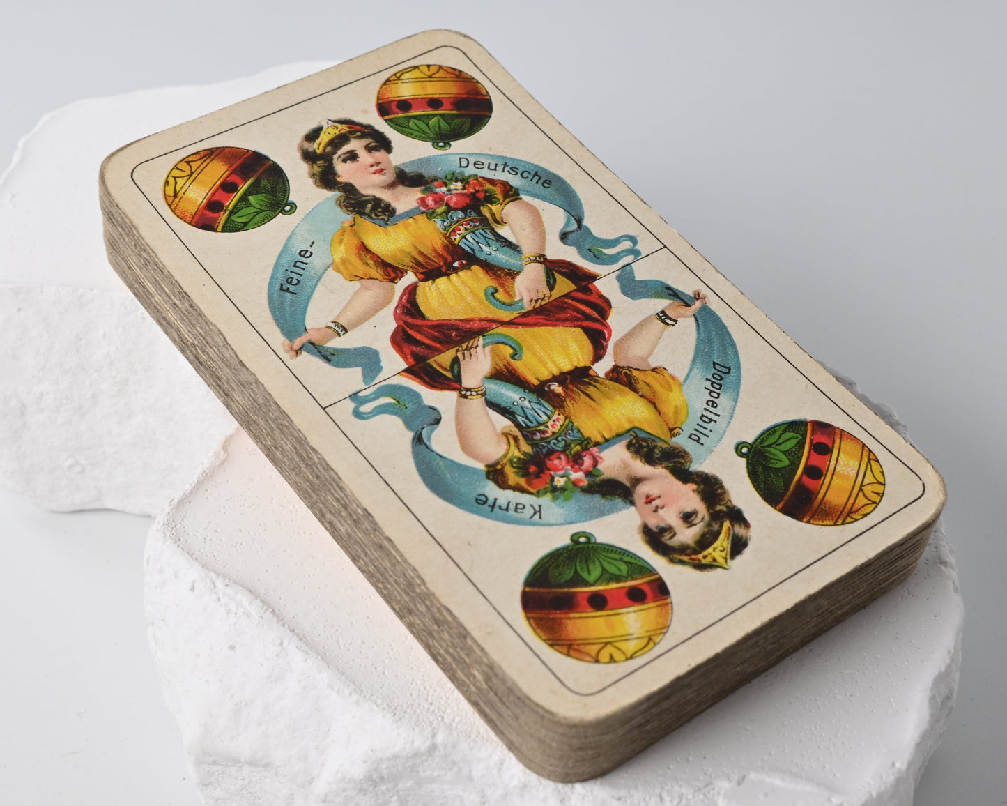 Vintage Skat Deck – Prussian Pattern, Vereinigte Stralsunder Playing Card Factories, with Metal Card Press, One-of-a-Kind Set – 1920s