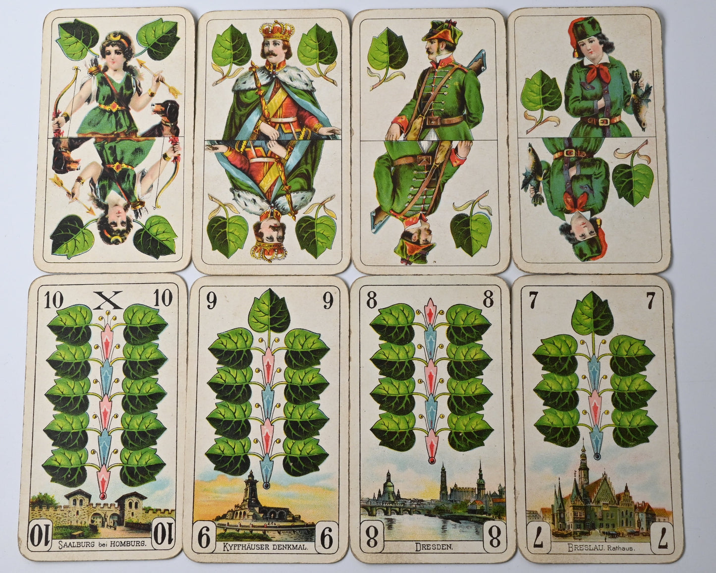 Vintage Skat Deck – Prussian Pattern, Vereinigte Stralsunder Playing Card Factories, with Metal Card Press, One-of-a-Kind Set – 1920s