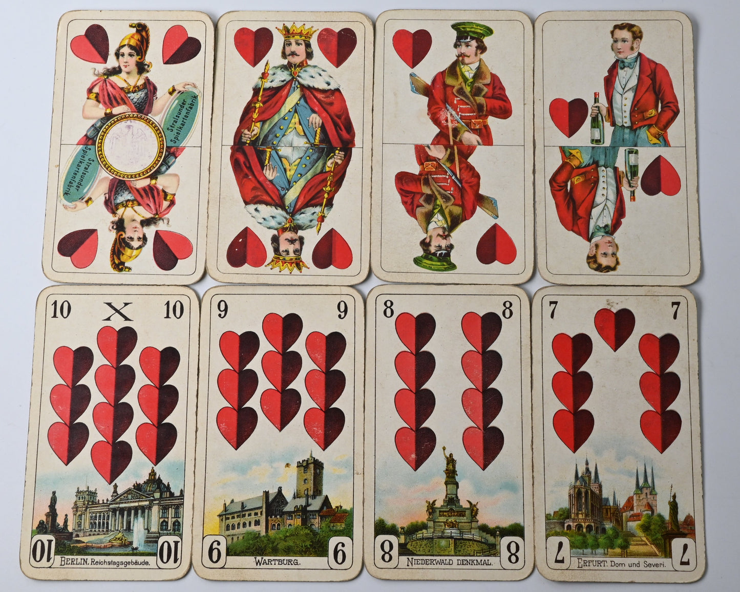 Vintage Skat Deck – Prussian Pattern, Vereinigte Stralsunder Playing Card Factories, with Metal Card Press, One-of-a-Kind Set – 1920s
