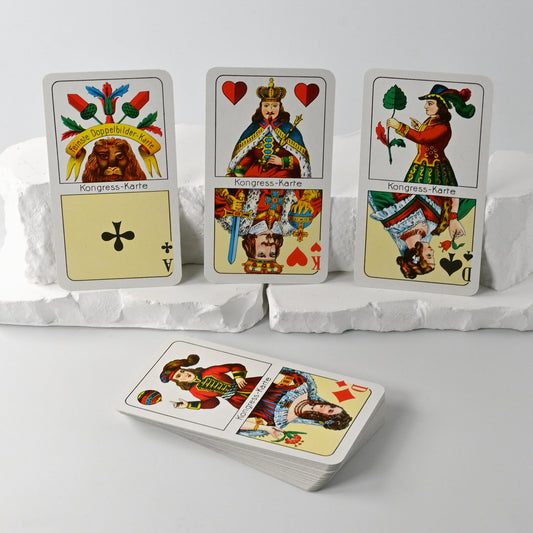 Skatspiel, Altenburger Spielkarten, Kongress Karte, deutsches und französisches Blatt, Einzelstück, 1980er Jahre