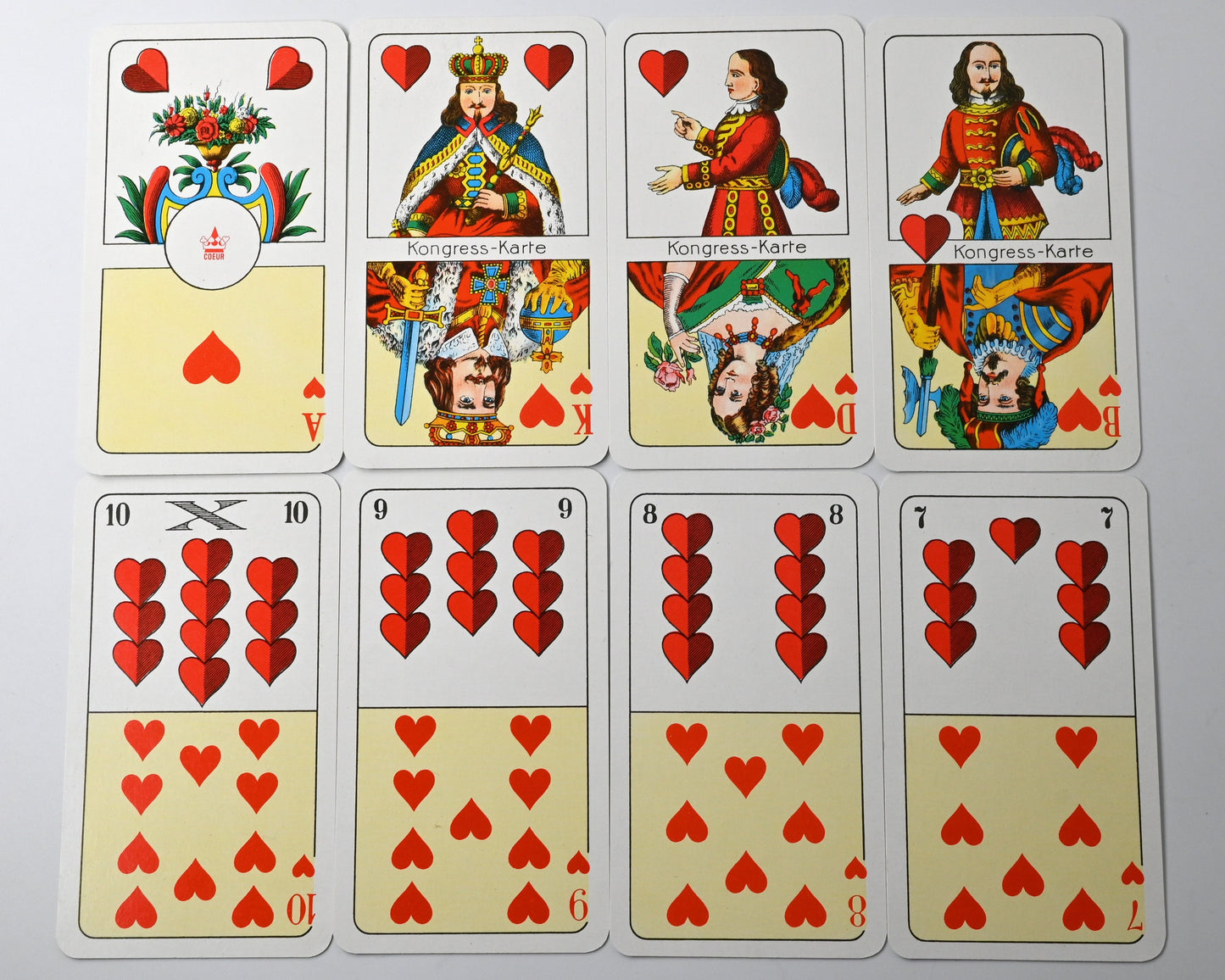 Skat Playing Cards, Altenburg Congress Pattern, German & French Suits, Vintage DDR, Single Piece, 1980s