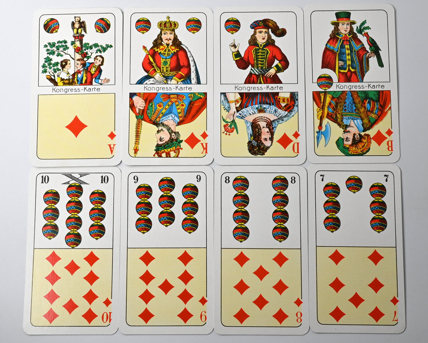 Skat Playing Cards, Altenburg Congress Pattern, German & French Suits, Vintage DDR, Single Piece, 1980s