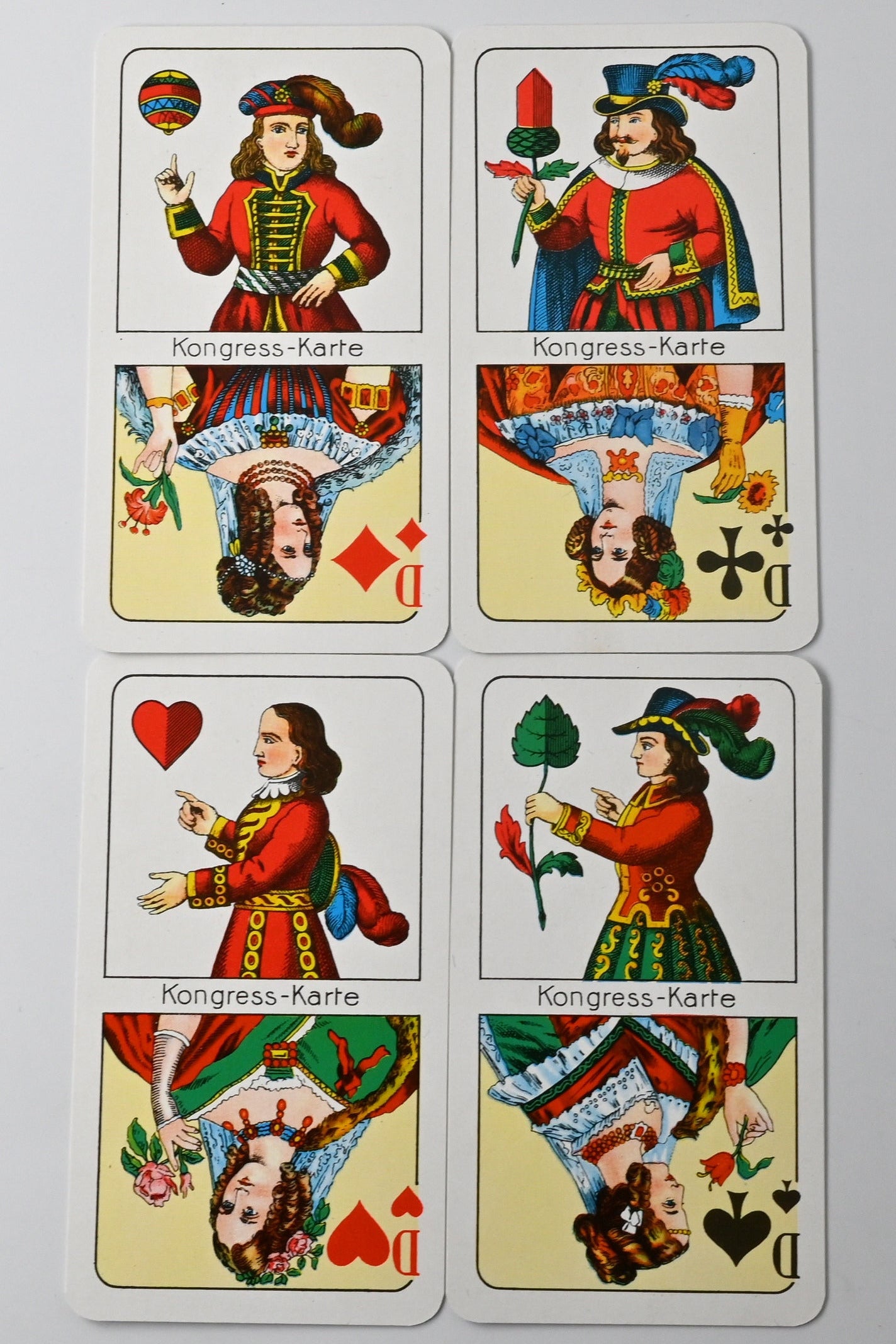 Skat Playing Cards, Altenburg Congress Pattern, German & French Suits, Vintage DDR, Single Piece, 1980s