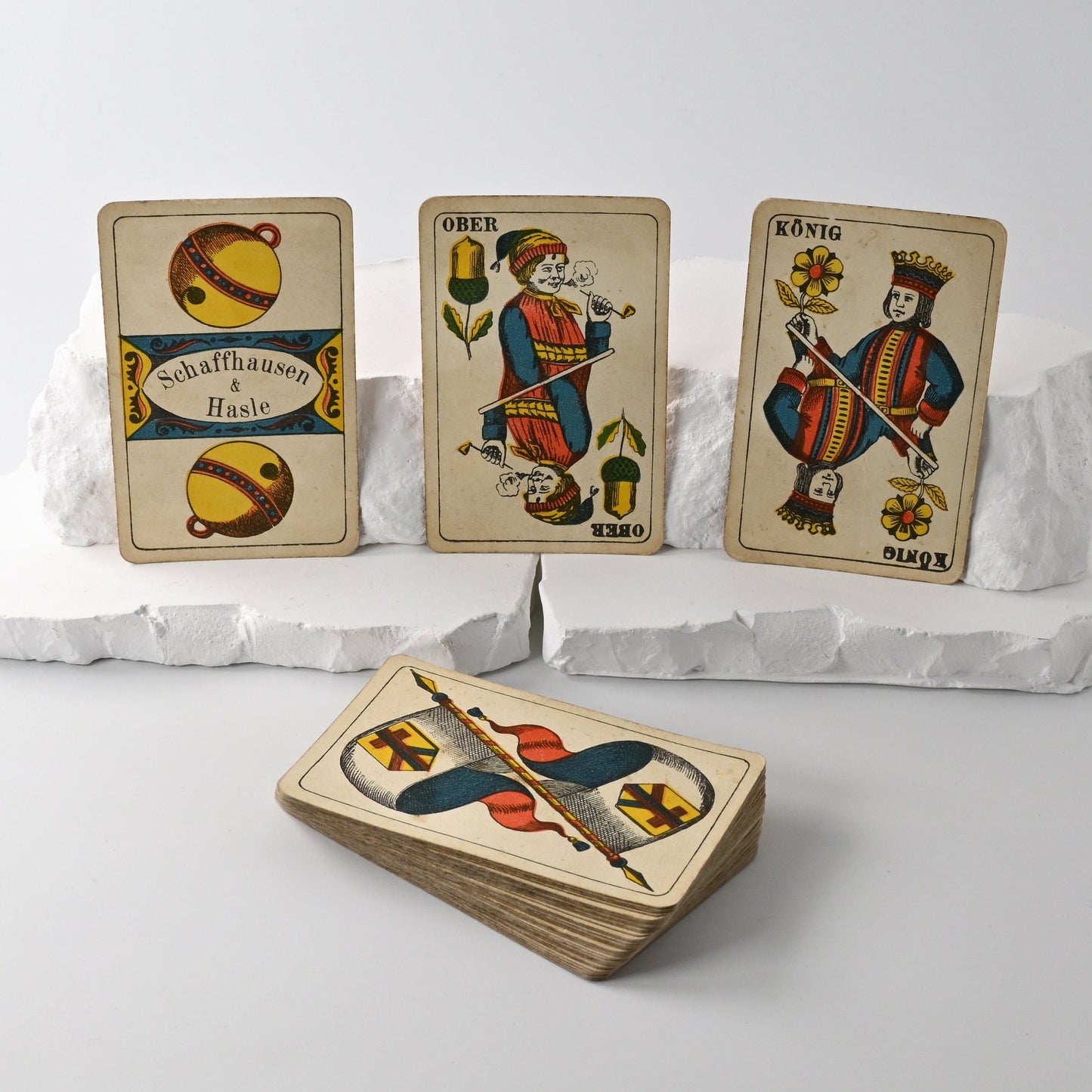 Jass Playing Cards – J. Müller & Cie Schaffhausen & Hasle, German-Suited Deck, One-of-a-Kind – 1920s