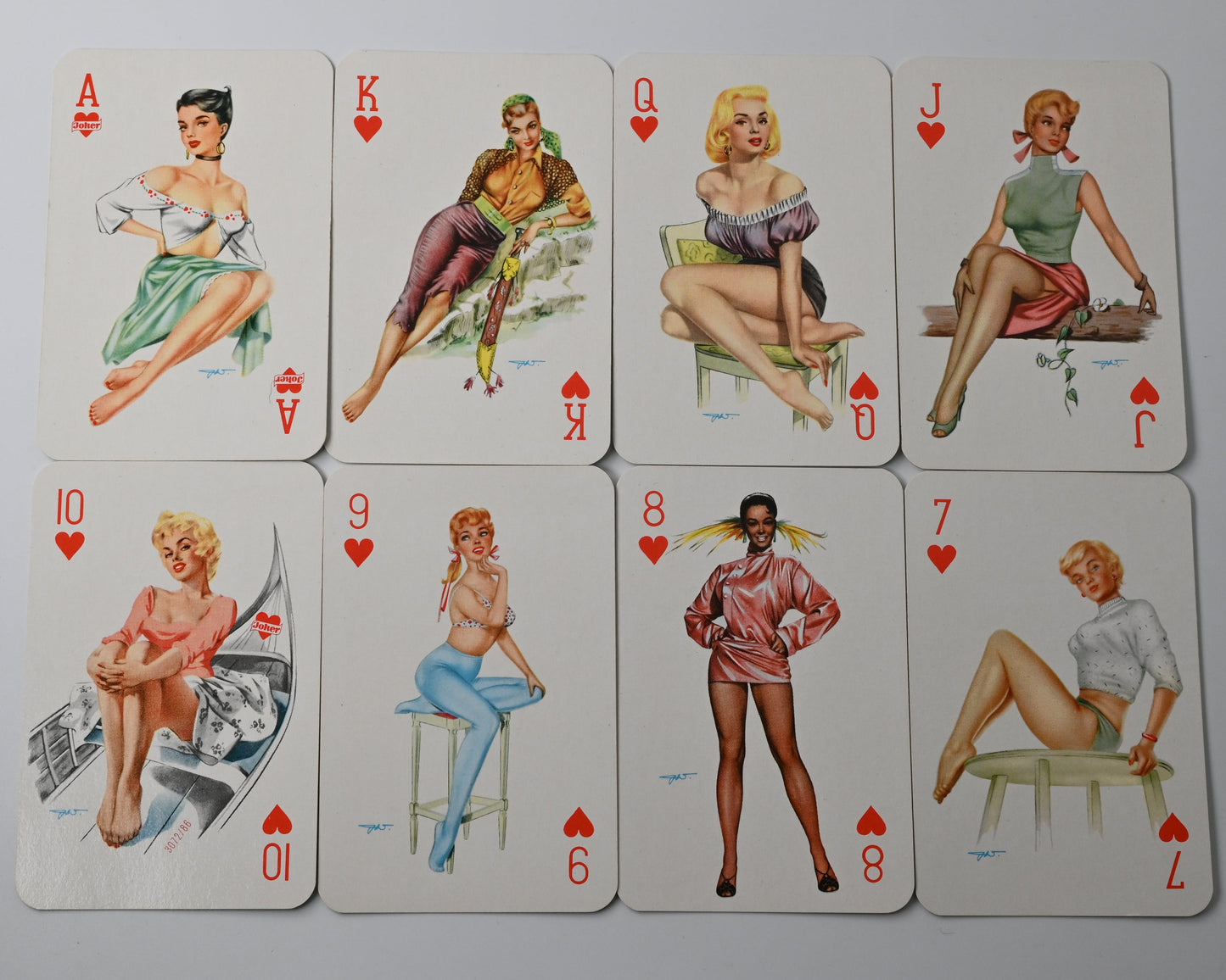 Skatspiel, Bielefelder Spielkartenfabrik, Pin-Up Werbemotiv - Tonolift hebt den Blutdruck, französisches Blatt, 1960er Jahre