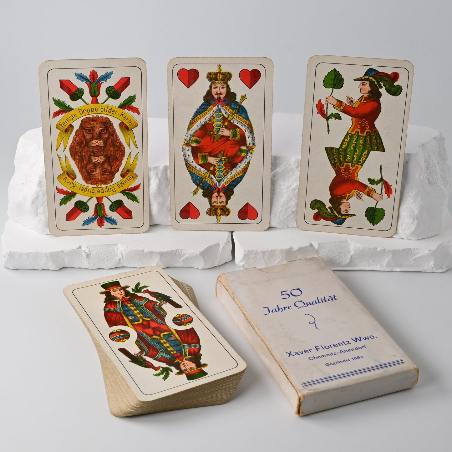 Skat deck, Altenburg playing cards, finest double-figure card, German suited deck, Xaver Florentz advertising, one-of-a-kind, 1930s