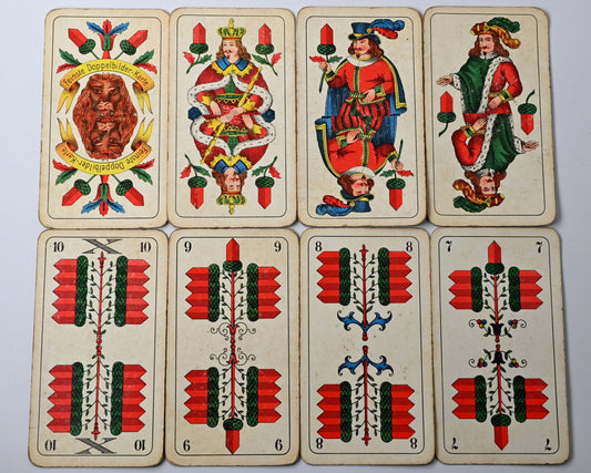Skatspiel DDR– VEB Altenburger Spielkartenfabrik, Skat Karte Nr. 49, sächsisches Bild, Einzelstück – 1960er Jahre