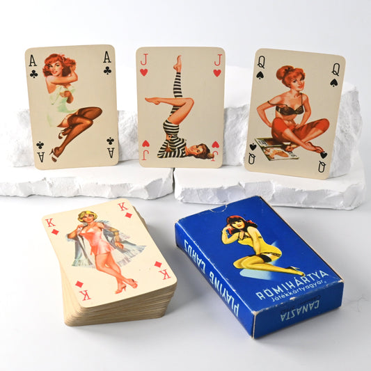 Pin Up Kartenspiel, Piatnik Budapest, Baby Dolls Sweetheart Motiv, Rommé, Bridge, Poker, Canasta, Sammlerstück, 1970er Jahre