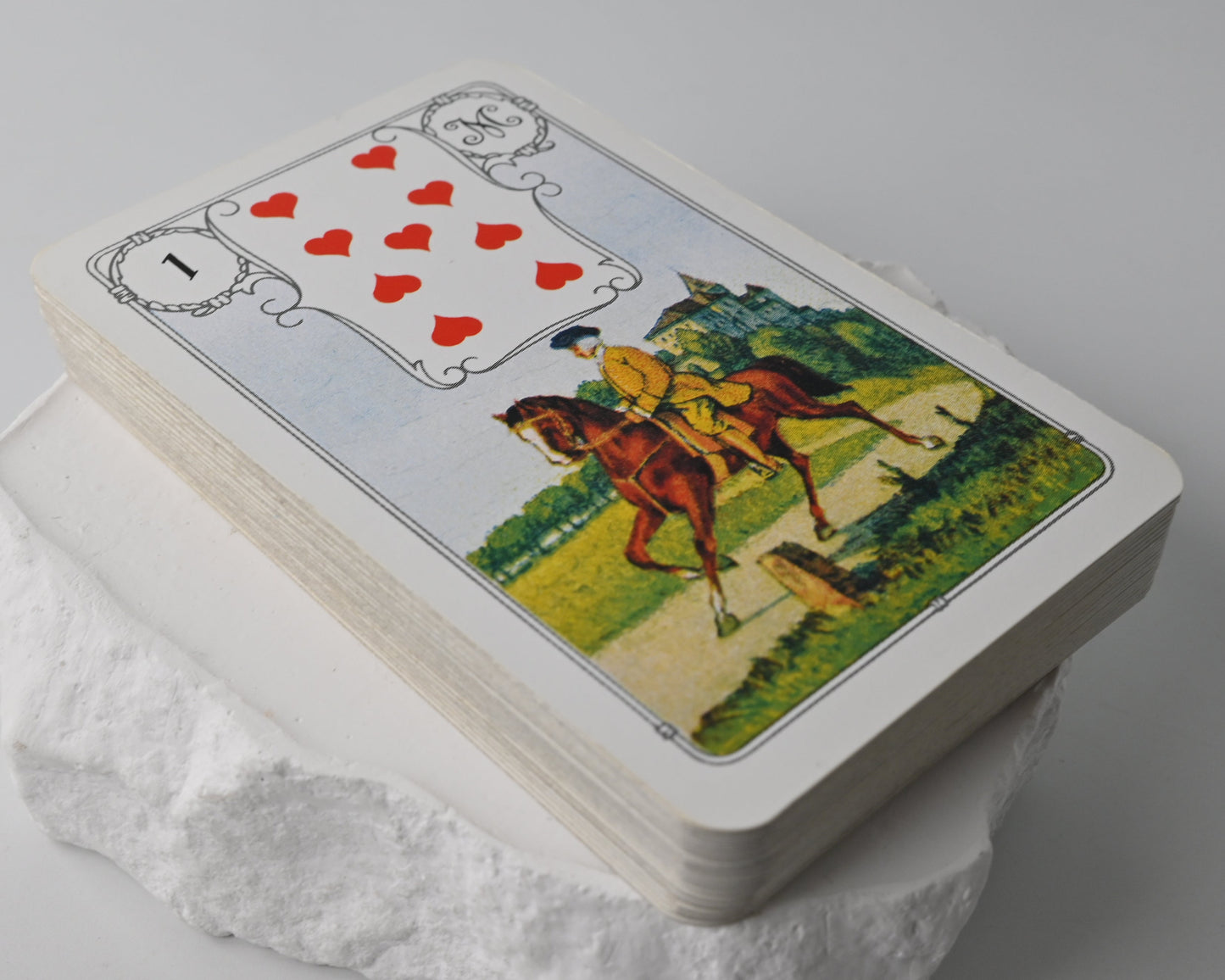 Vintage Lenormand Wahrsagekarten mit traditionellen Spielkartenmotiven, klassisches Zukunftsorakel, J. M. Müller Cie, Einzelstück, 1970er Jahre