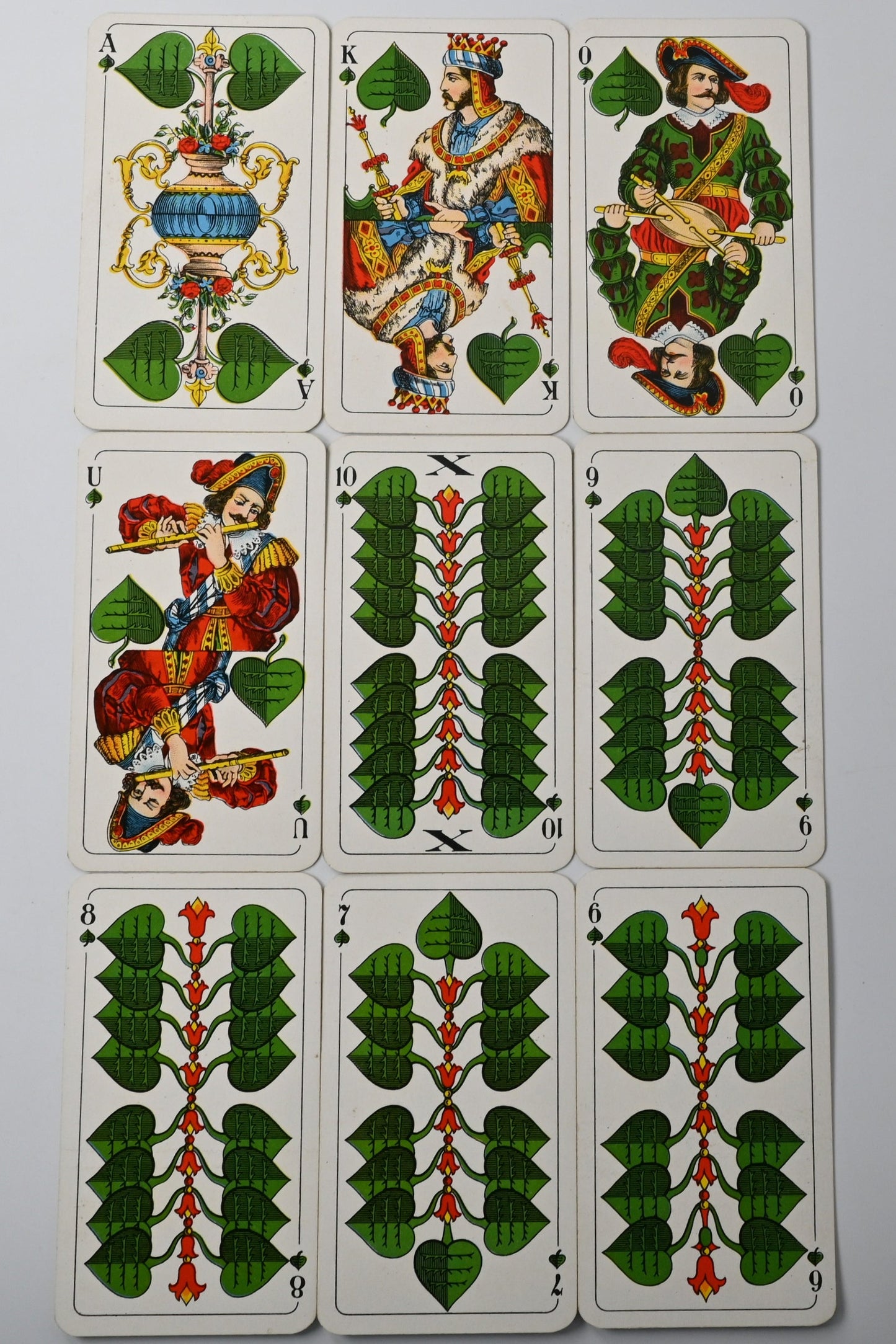 Tarock Kartenspiel, Altenburger Spielkarten, bayerisches Doppelbild, deutsches Blatt, für Tarock und Schafkopf, 1940er Jahre