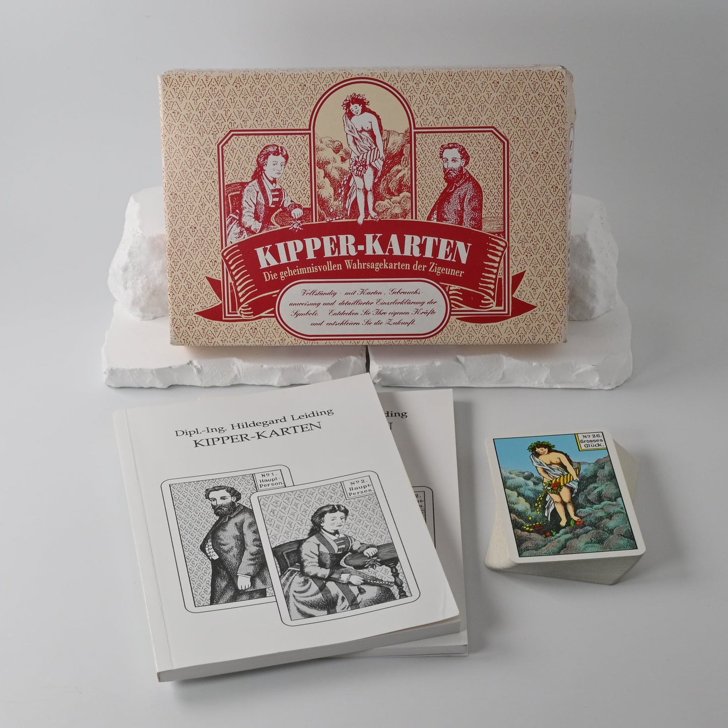 Kipperkarten Wahrsagekarten Set, Original Kipper - 36 Blatt, mit Buch und zusaetzlichem Band II, Orakelkarten, Einzelstück, 1990er Jahre