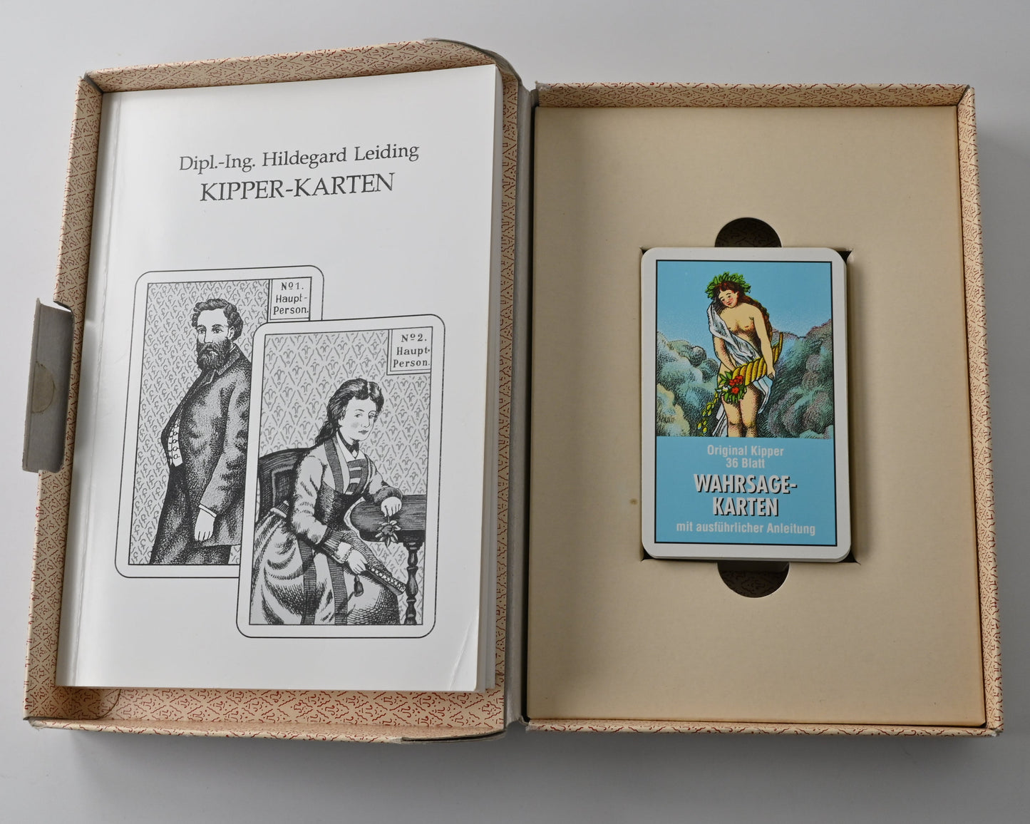 Kipperkarten Wahrsagekarten Set, Original Kipper - 36 Blatt, mit Buch und zusaetzlichem Band II, Orakelkarten, Einzelstück, 1990er Jahre