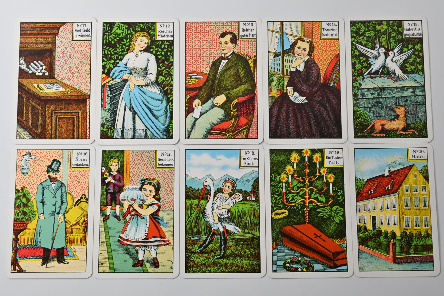 Kipperkarten Wahrsagekarten Set, Original Kipper - 36 Blatt, mit Buch und zusaetzlichem Band II, Orakelkarten, Einzelstück, 1990er Jahre