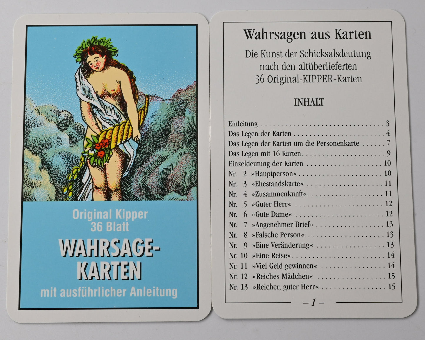 Kipperkarten Wahrsagekarten Set, Original Kipper - 36 Blatt, mit Buch und zusaetzlichem Band II, Orakelkarten, Einzelstück, 1990er Jahre