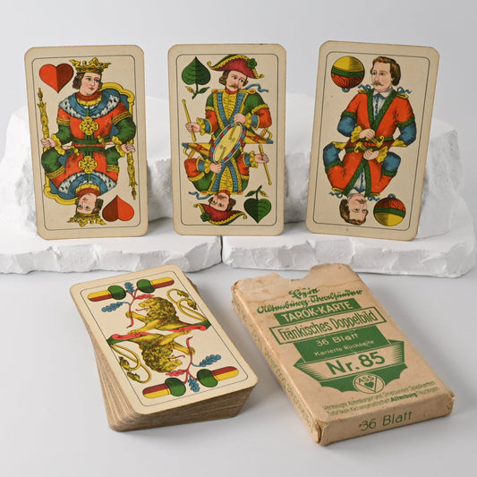 Tarok Karte Nr. 85 – ASS Altenburg, Fränkisches Doppelbild, deutsches Blatt für Tarock und Schafkopf, Einzelstück – 1940er Jahre