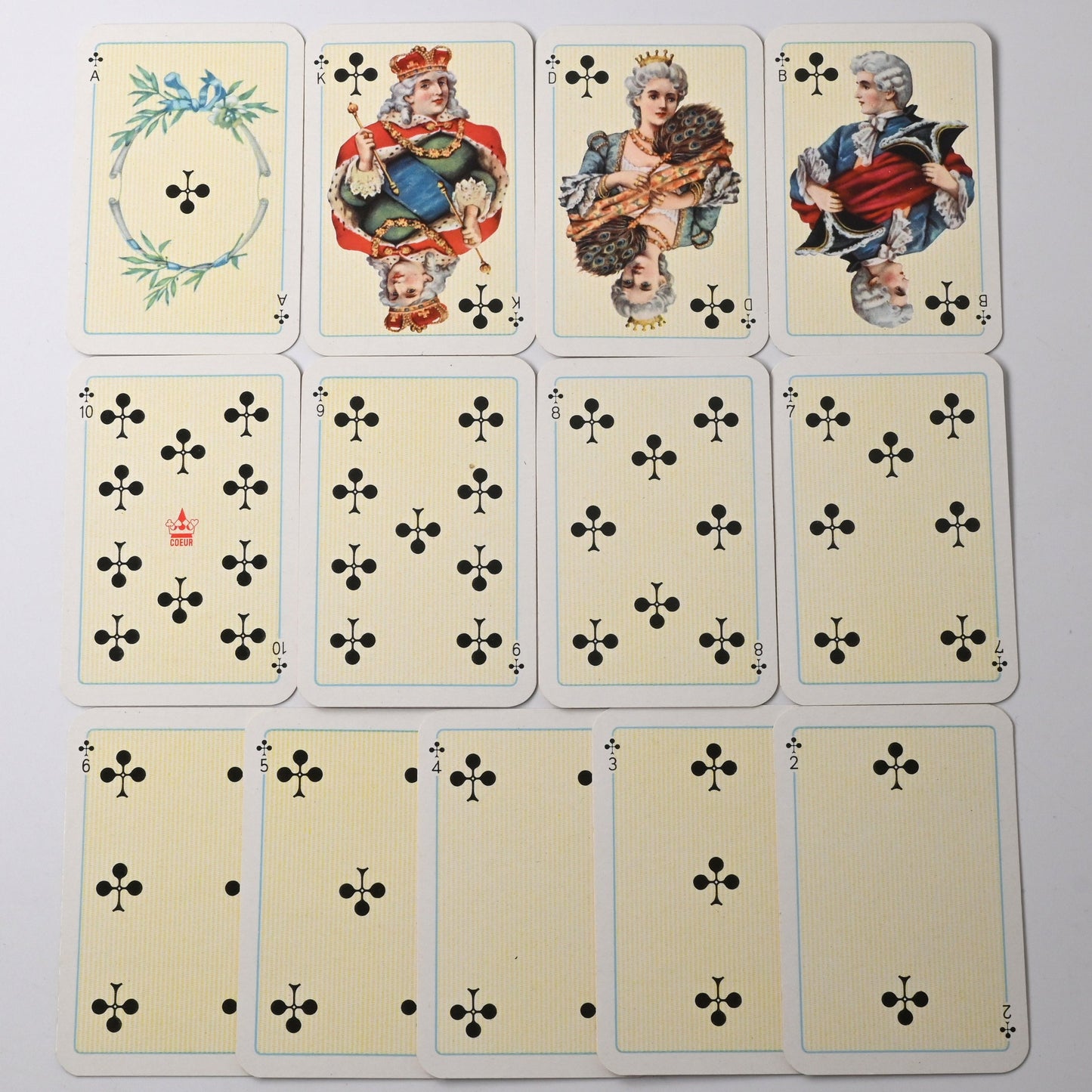 Patience Kartenspiel, VEB Altenburger Spielkarten, Rokoko Bildkarten, französisches Blatt, Einzelstück, 1960er Jahre