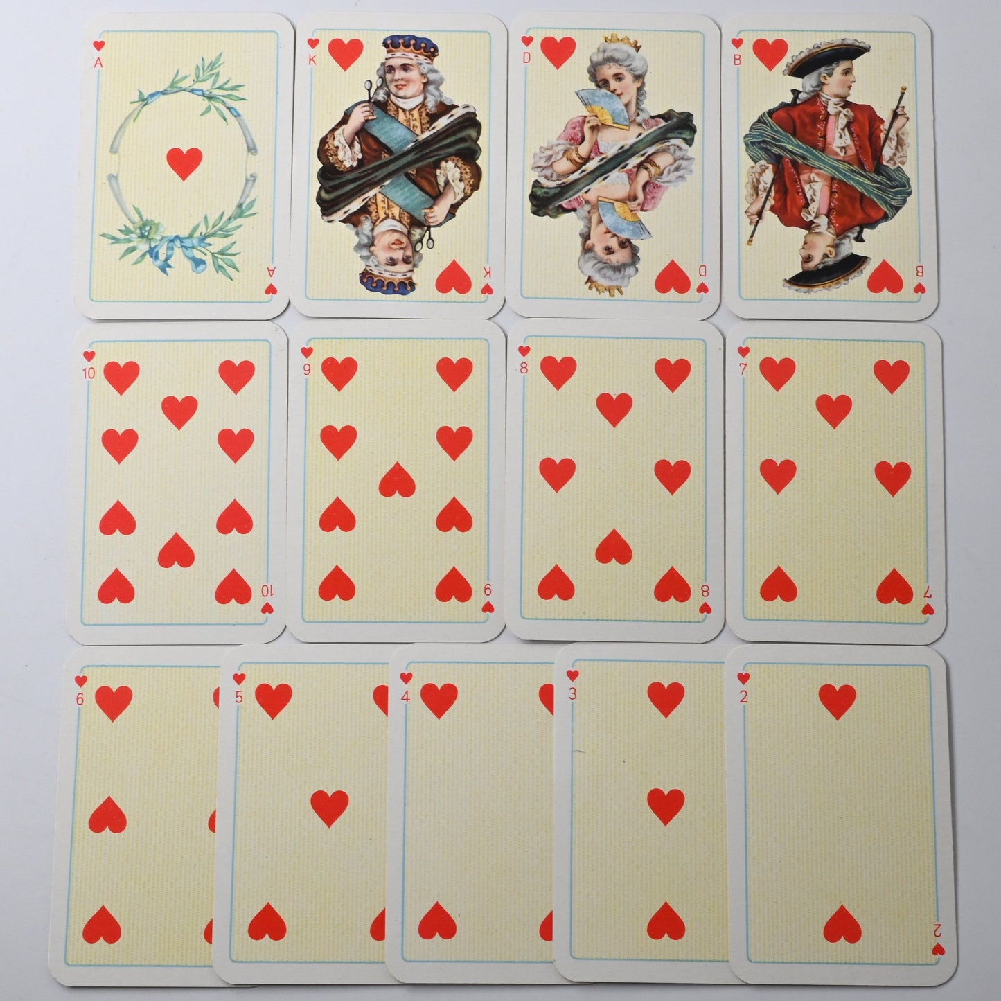 Patience Kartenspiel, VEB Altenburger Spielkarten, Rokoko Bildkarten, französisches Blatt, Einzelstück, 1960er Jahre