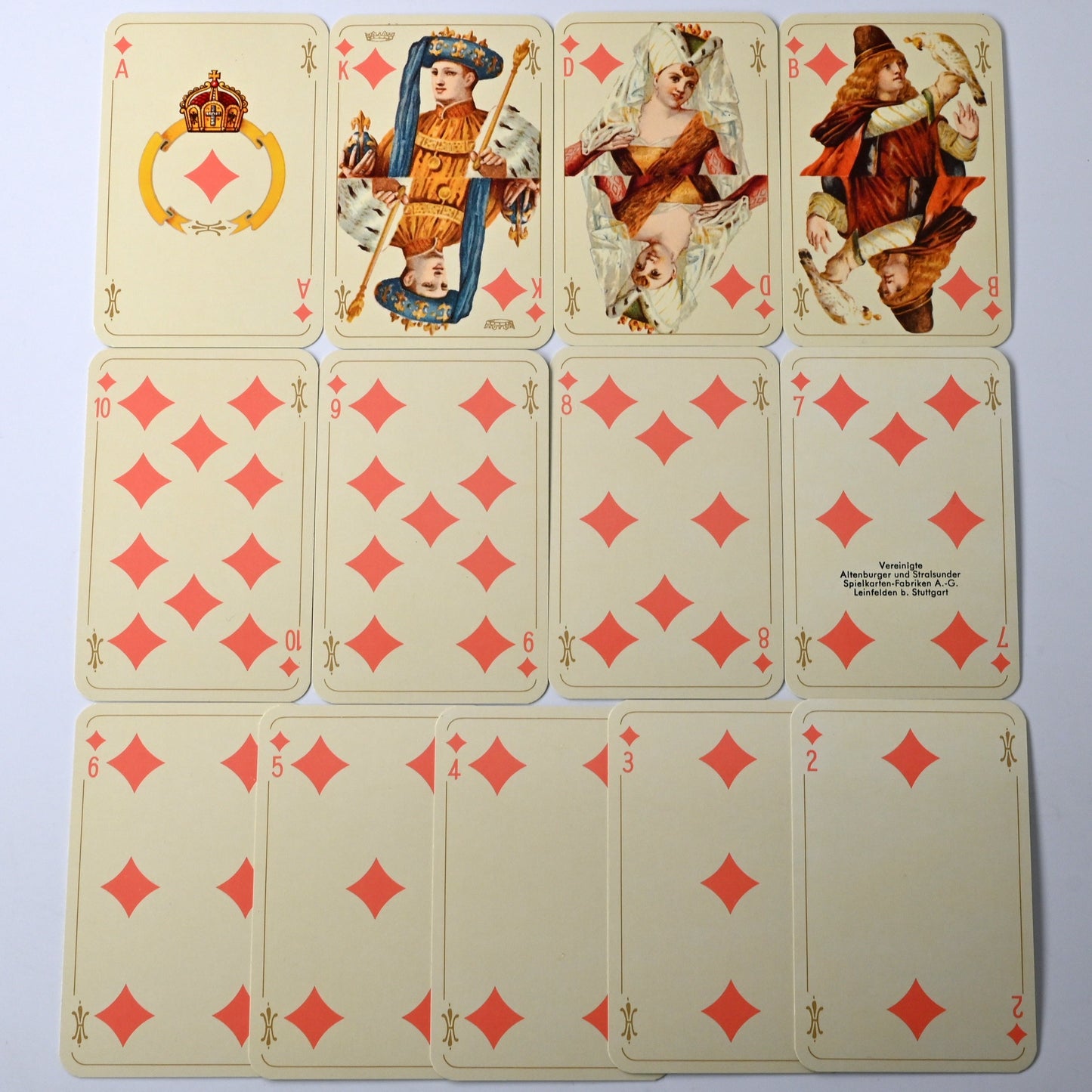 Playing Card Set in Wooden Box – Altenburger Kaiserkarte Reprint, Rummy, Poker, Canasta, Bridge Double Deck with Instructions, One-of-a-Kind – 1960s
