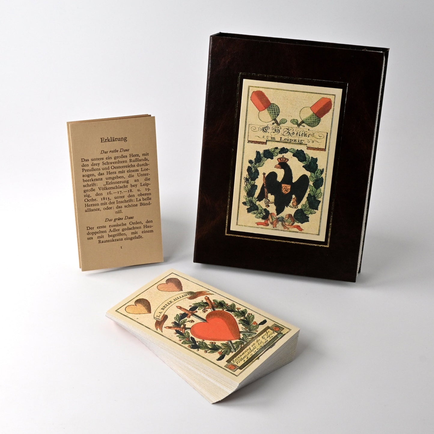 Kartenspiel, Tarock, Leipziger Völkerschlacht, Reprint nach C G Roessler, Buchbox, historische Edition, 1980er Jahre